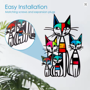 1/2 Pcs Cat Wall Art Decor Minimalist Design Iron Geometric Cat