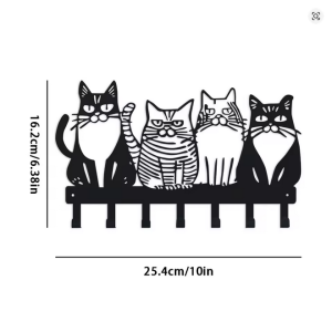 Charmante Wandhaken aus Metall mit Katzenmotiv
