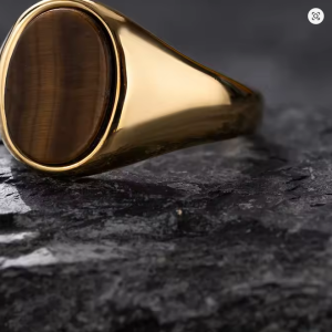 Luxuriöser Retro-Ring mit schwarzem Achat und Tigerauge