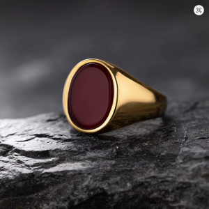 Luxe retro ring voor dames en heren met zwarte agaat en tijgeroogsteen