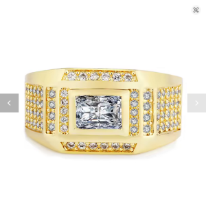 Vintage prstenje od 925 sterling srebra sa blistavim kristalima i zlatnim pečatima za muškarce