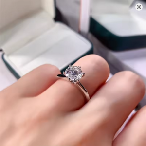 CC Wedding Rings For Women Silver Color 1ct 6 Claws Cubic Zirconia