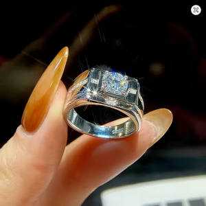 GRA 1CT Modischer, zertifizierter Moissanit-Diamant-Verlobungsring für Herren aus echtem 925er Sterlingsilber