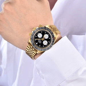 Personalisierte VK63-Uhr (39,3 mm), Quarzwerk, goldfarben, wasserdichtes Edelstahlgehäuse