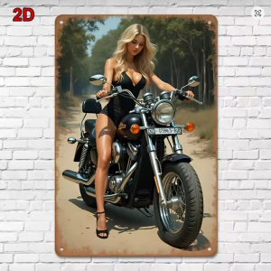 Vintage motorfiets metalen bord, wanddecoratie met eenvoudige montage